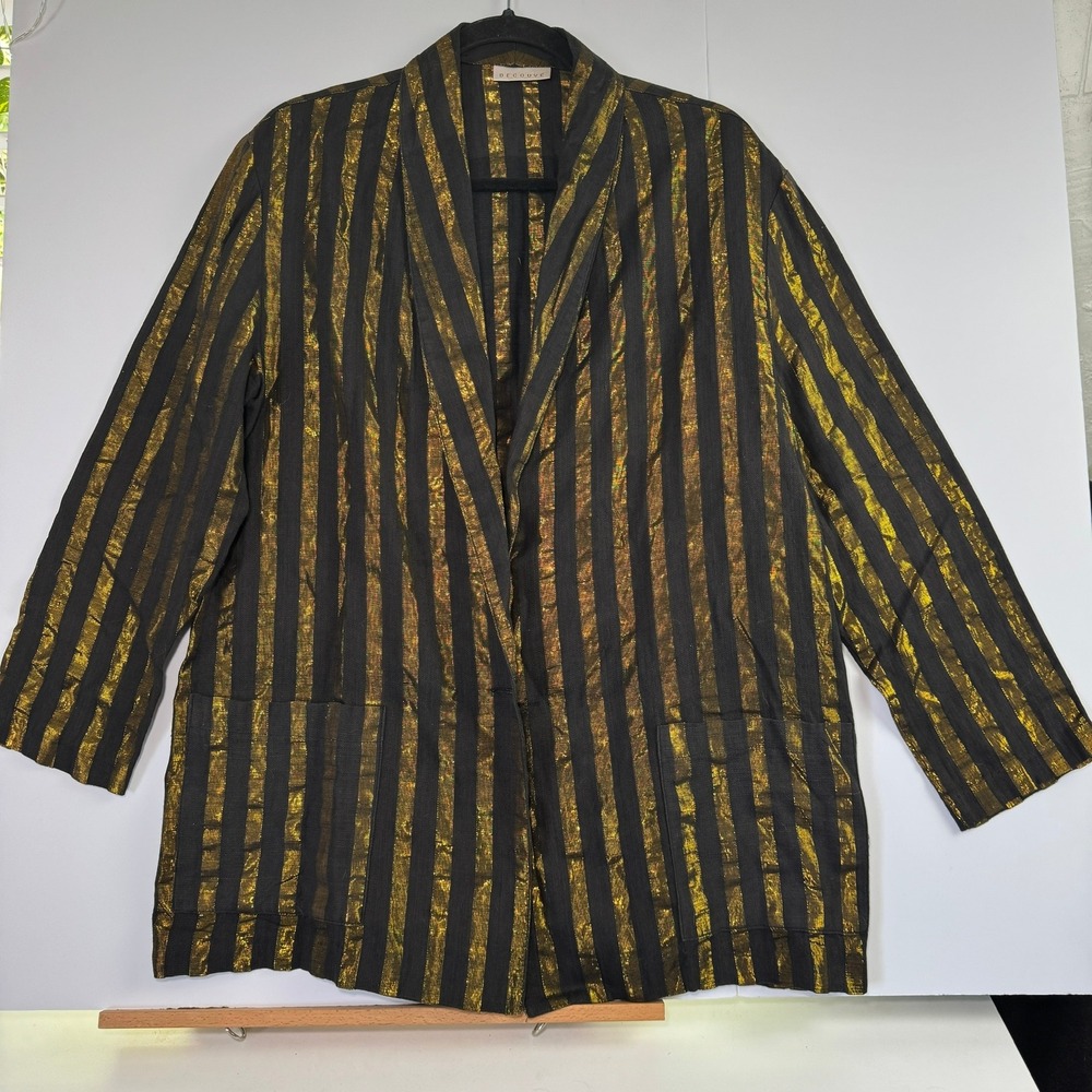 Vintage Decouve Gold Metallic Striped Blazer Jacket ILGWU Made in USA Large